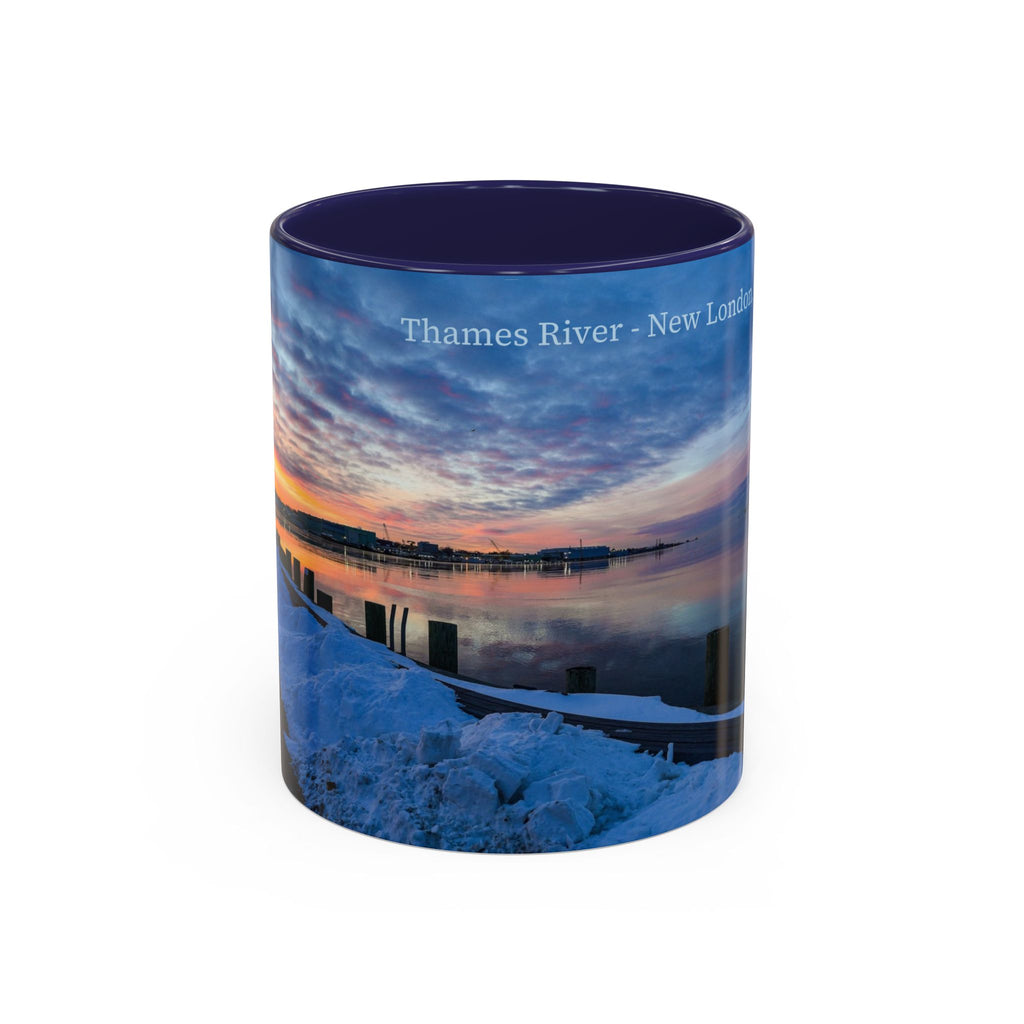 Thames River - New London Connecticut Scenic Coffee Mug — Sunrise Harbor Photo Accent Mug (11/15oz)