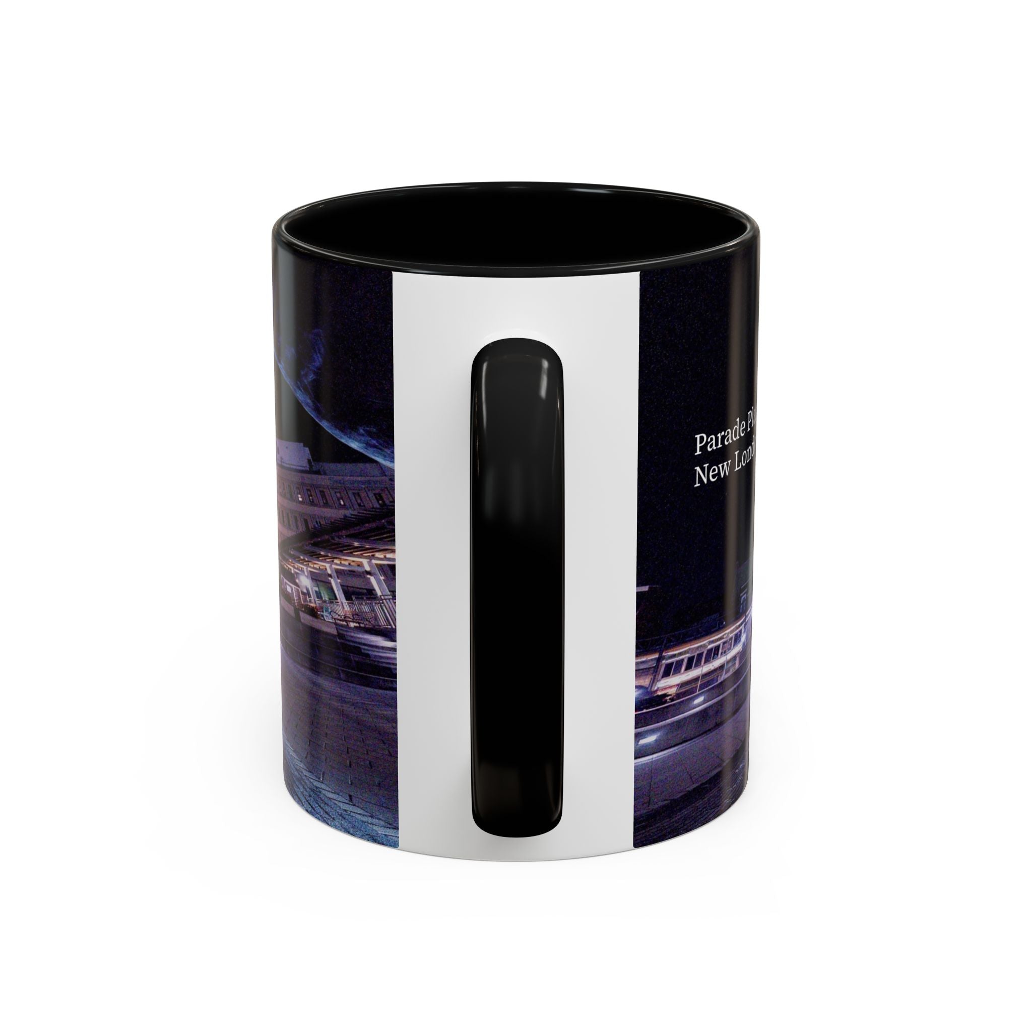 Parade Plaza New London Whale Tail Nightscape Coffee Mug — Waterfront Lights & Sculpture Accent Mug (11/15oz)