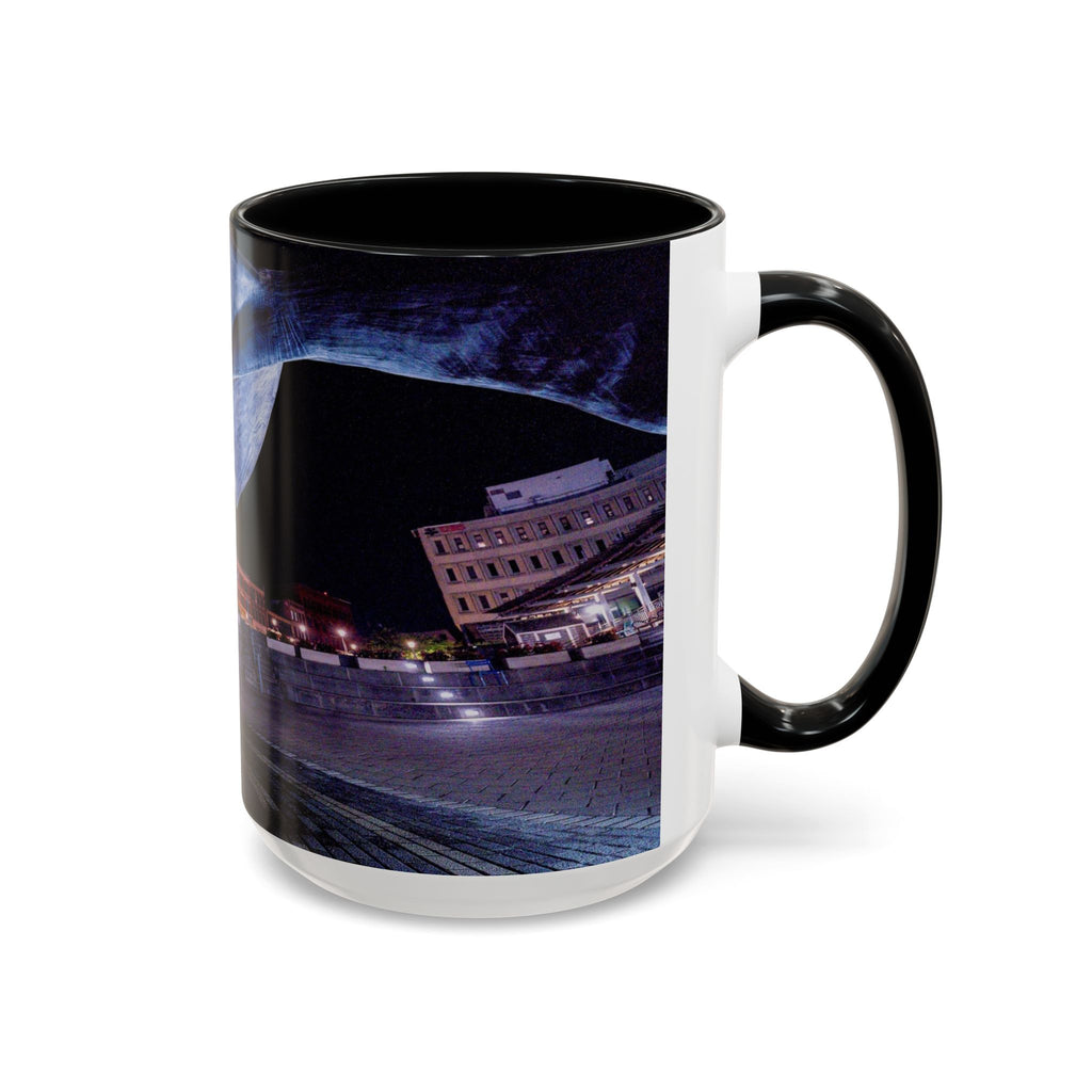 Parade Plaza New London Whale Tail Nightscape Coffee Mug — Waterfront Lights & Sculpture Accent Mug (11/15oz)