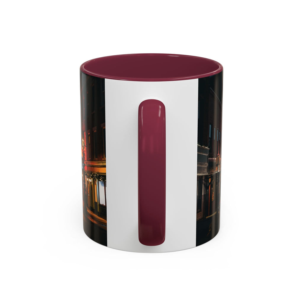 Bank Street New London, Connecticut Nightscape Mug — Scenic City Street Coffee Cup (11oz, 15oz)