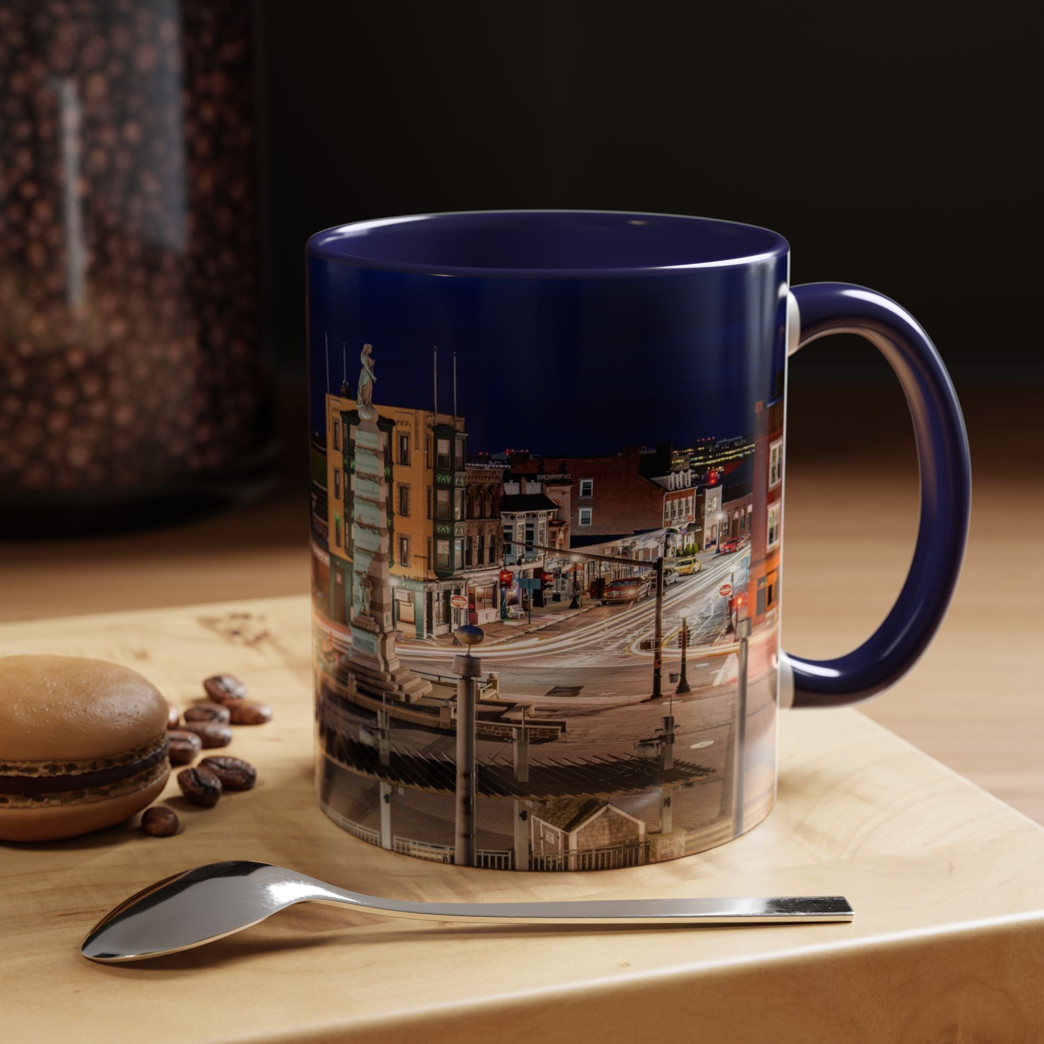 Parade Plaza New London Connecticut Long Exposure Nightscape Accent Coffee Mug — 11/15oz