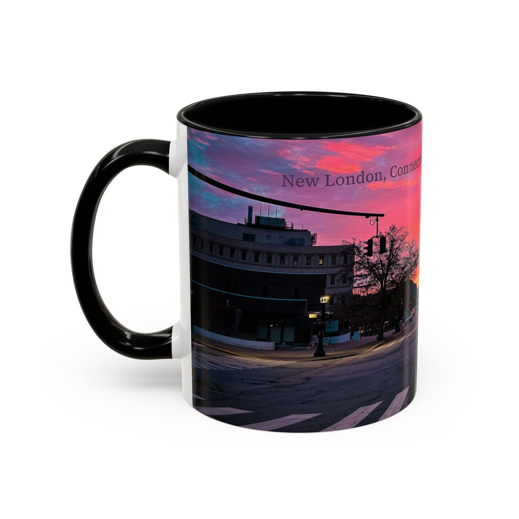 New London Eugene Oneil Sunrise Main Coffee Mug — Colorful Downtown Scenic Ceramic Mug (11oz/15oz)