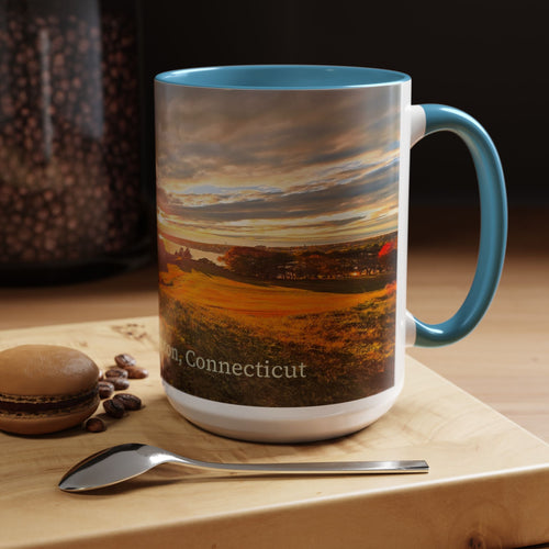 Fort Griswold - Groton Connecticut Sunset Accent Coffee Mug — Scenic Sunrise Landscape Ceramic Mug (11/15oz)