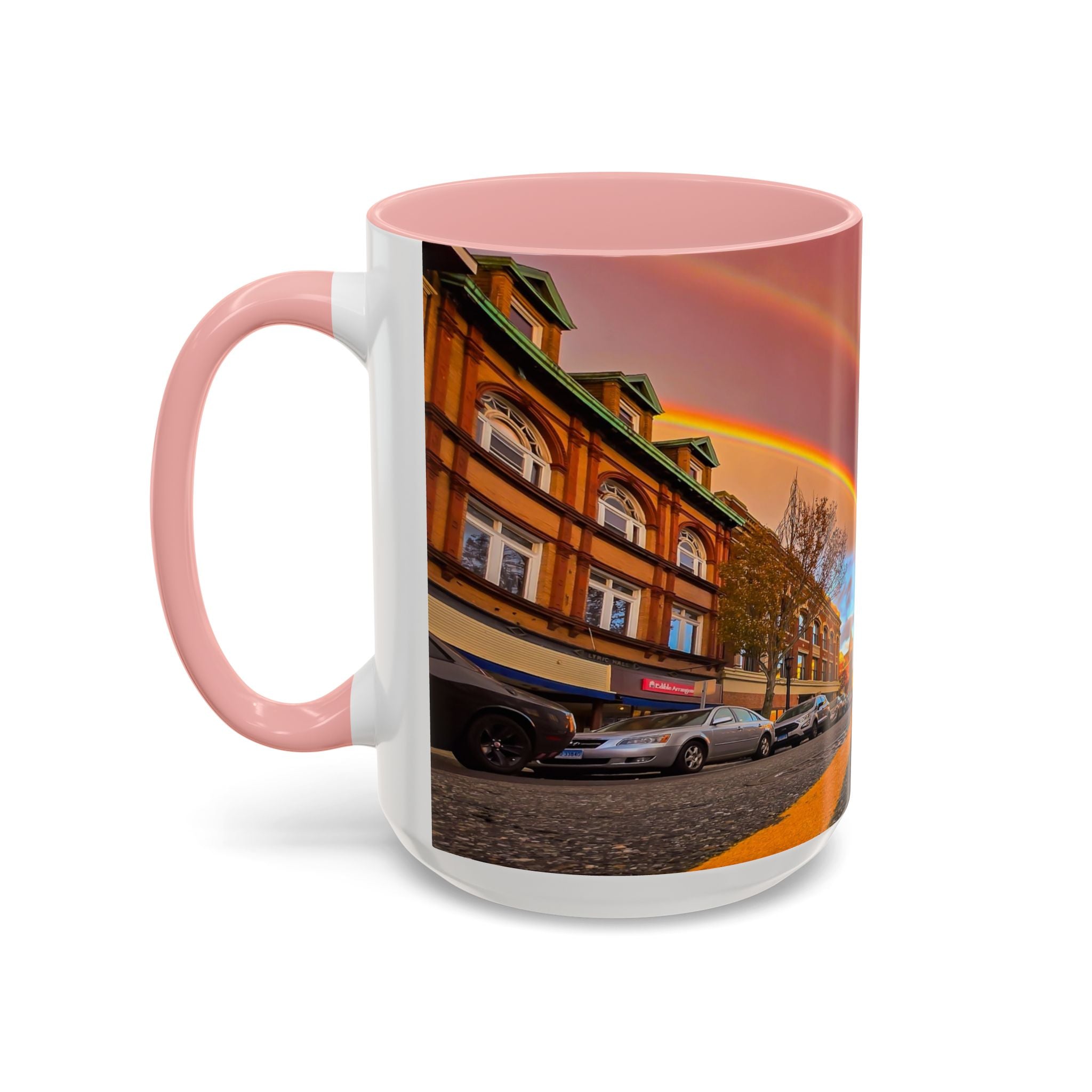 New London State Street Rainbow Coffee Mug — Scenic City Street Photo Accent Mug (11/15oz)