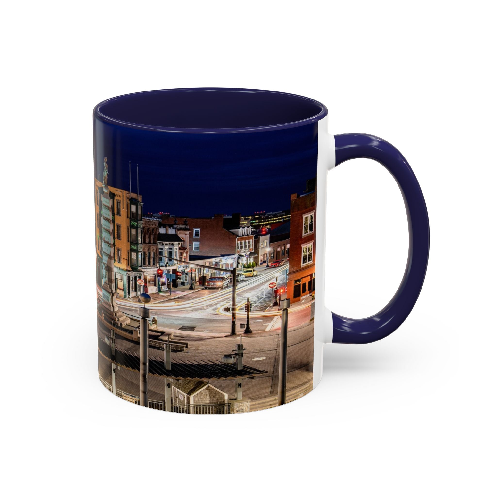Parade Plaza New London Connecticut Long Exposure Nightscape Accent Coffee Mug — 11/15oz