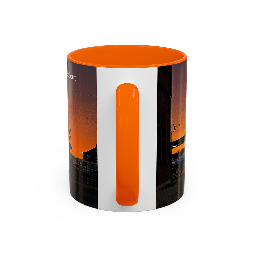 New London Train Station Connecticut Sunrise Coffee Mug — Harbor Skyline Accent Mug (11/15 oz)