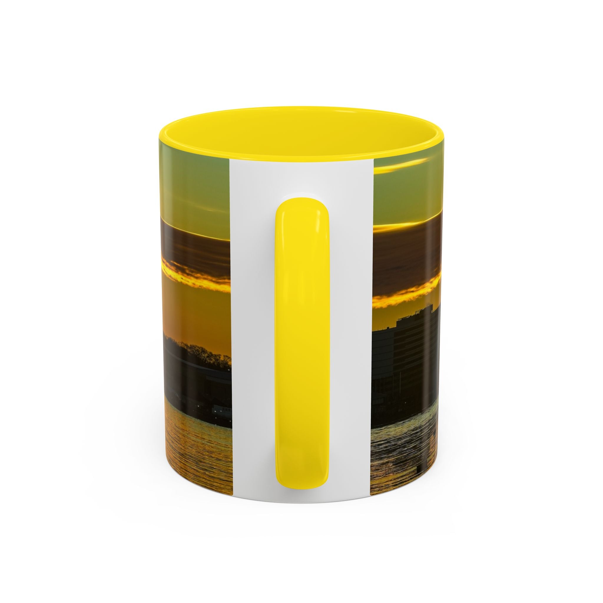 Thames River - New London, Connecticut Accent Coffee Mug — Golden Boat Sunrise Photography (11/15 oz)