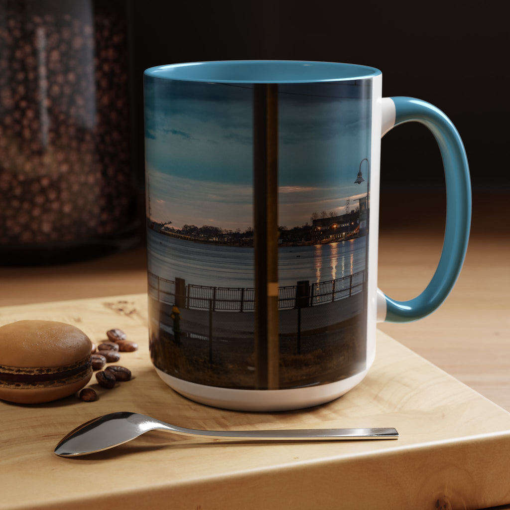 USCGC Eagle New London Connecticut Harbor Sunset Accent Coffee Mug — Scenic Waterfront Photo Mug (11/15oz)