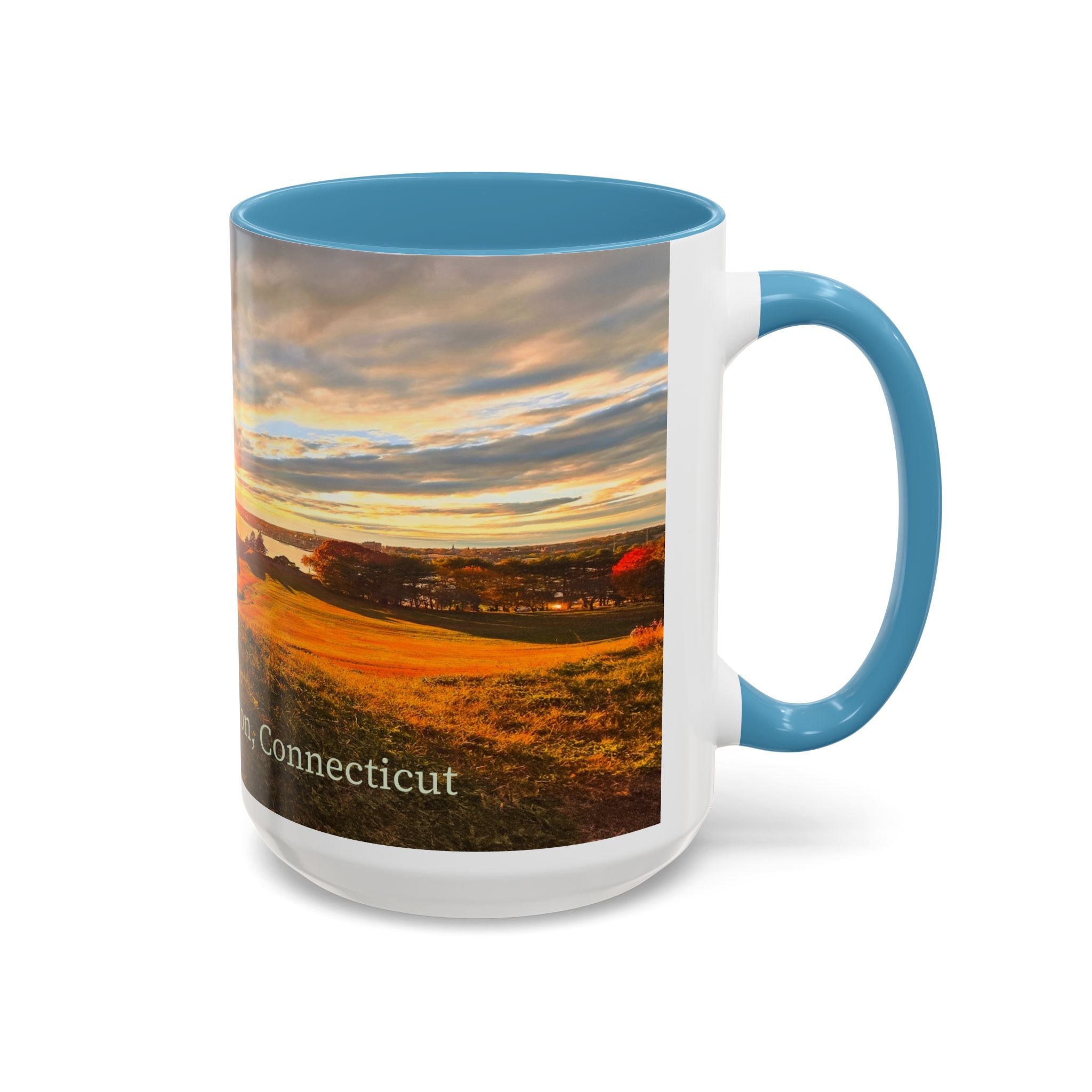 Fort Griswold - Groton Connecticut Sunset Accent Coffee Mug — Scenic Sunrise Landscape Ceramic Mug (11/15oz)