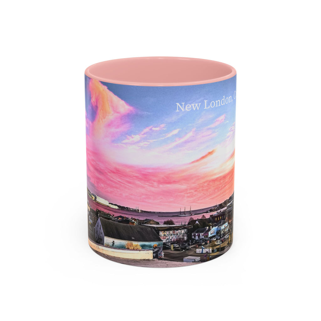 New London Sunset Skyline Accent Coffee Mug — Pink Interior Cityscape
