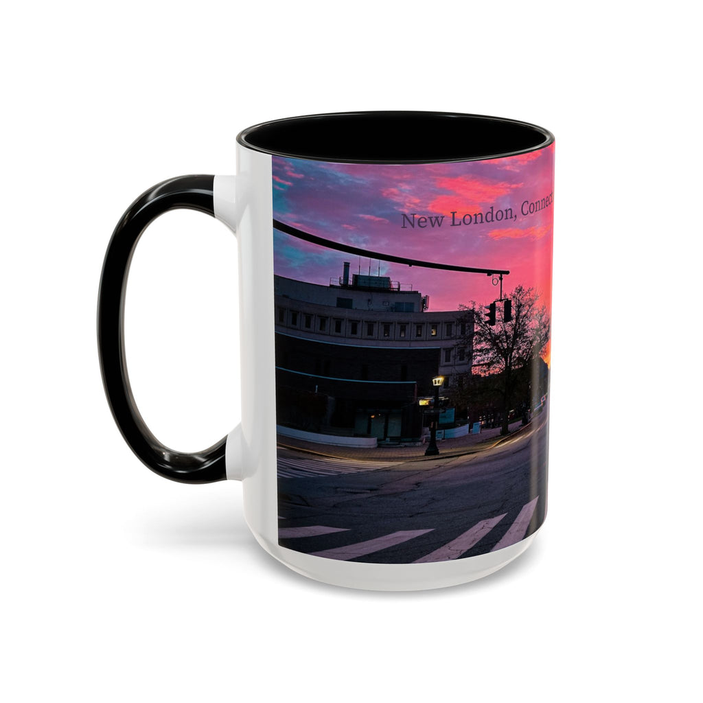 New London Eugene Oneil Sunrise Main Coffee Mug — Colorful Downtown Scenic Ceramic Mug (11oz/15oz)
