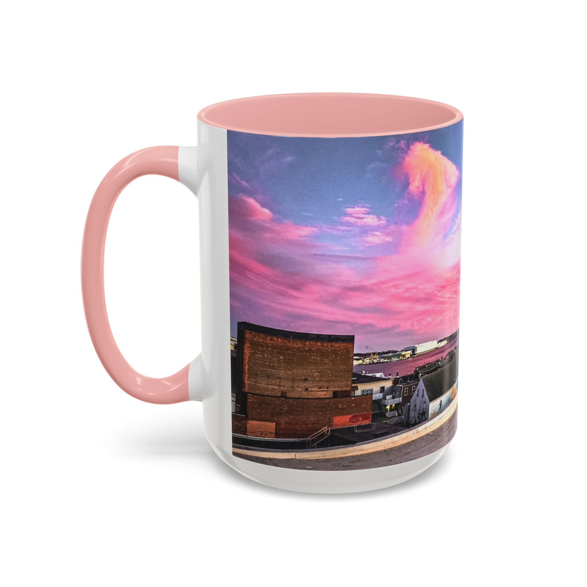 New London Sunset Skyline Accent Coffee Mug — Pink Interior Cityscape