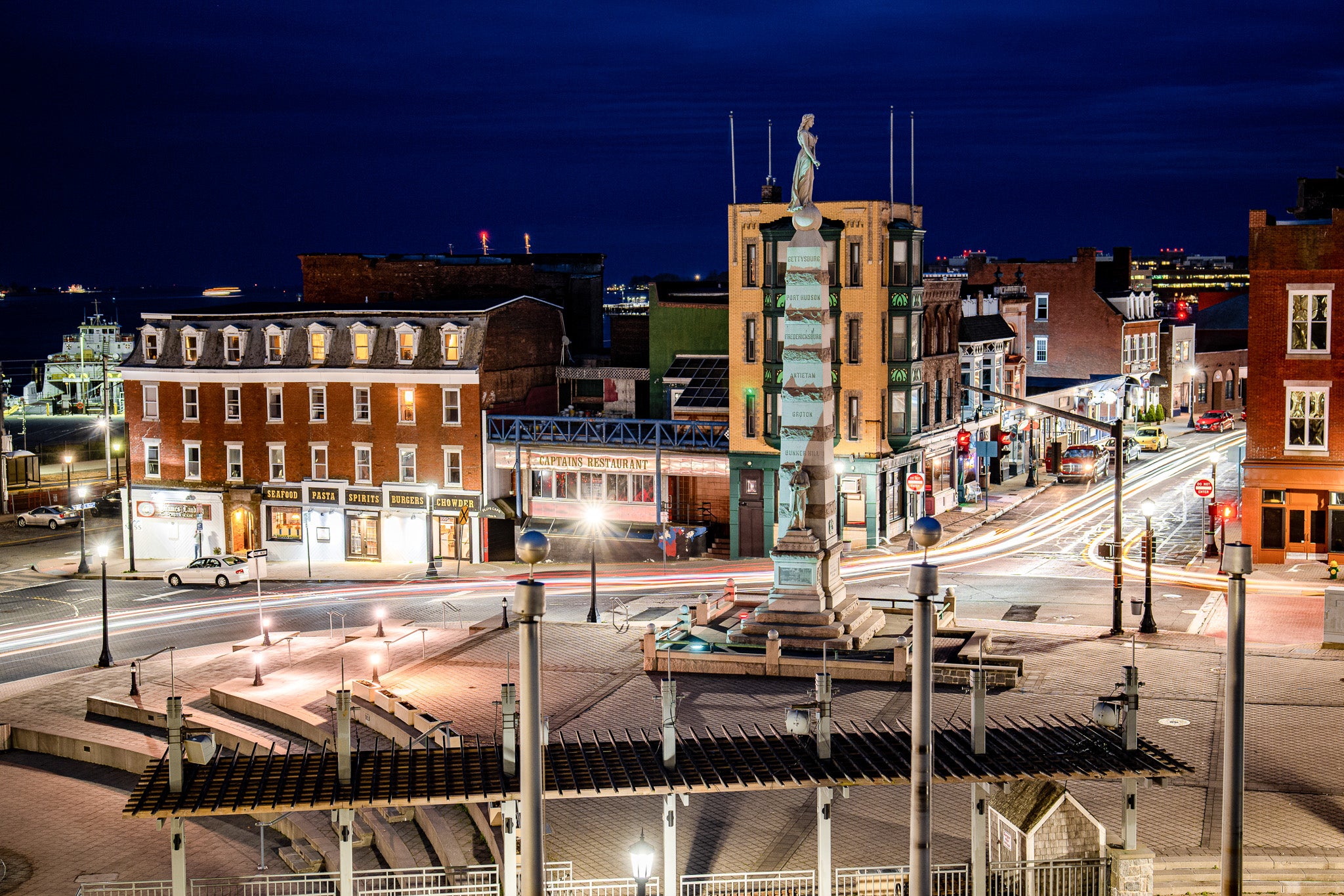 Parade Plaza New London Connecticut Long Exposure Nightscape Accent Coffee Mug — 11/15oz